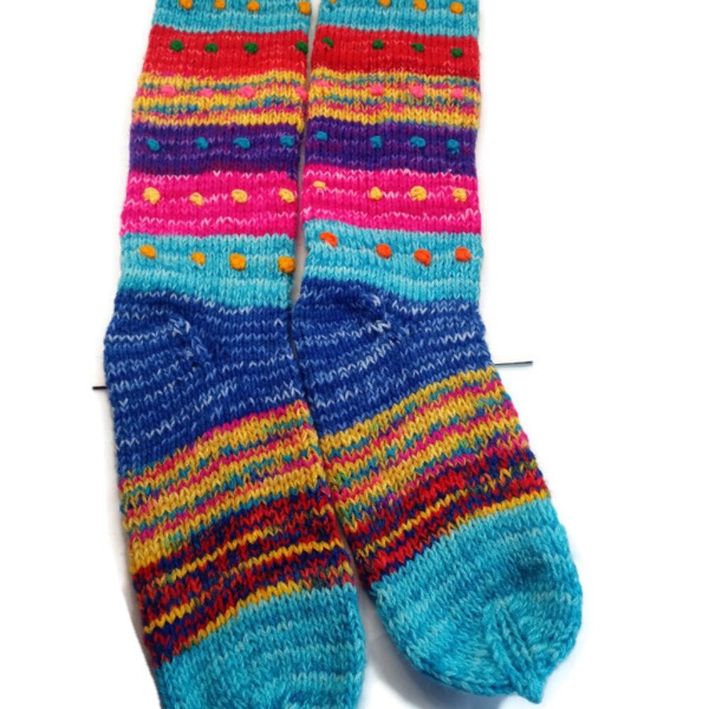 Warm Andean wool socks handmade to provide warmth in winter
